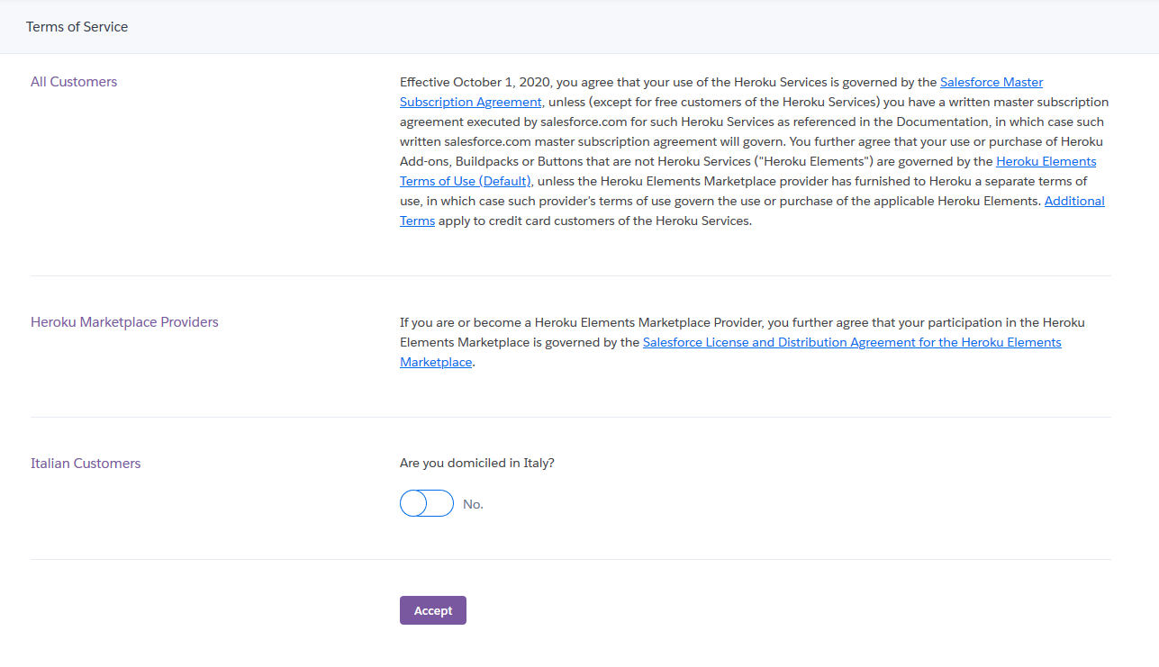 Hypotalks - Heroku accept terms of service