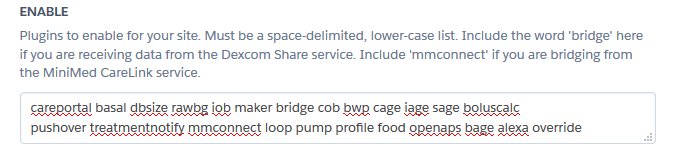 Nightscout - Heroku plugins ENABLE